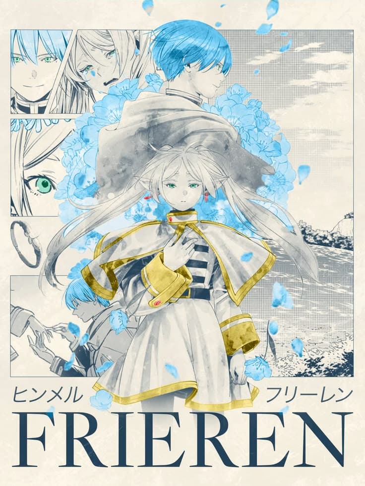 Anime promotional graphic with illustrated characters